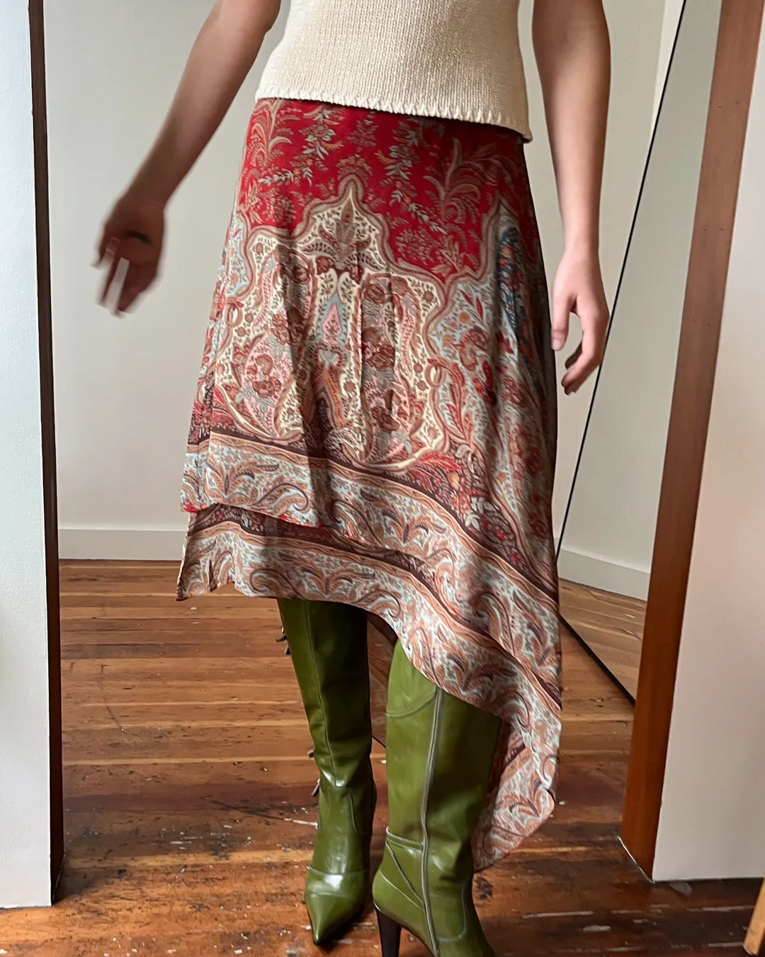 00s Ralph Lauren Asymmetrical Silk Skirt | XL