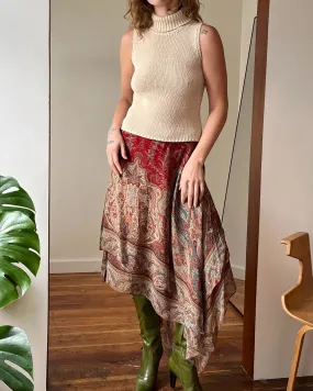 00s Ralph Lauren Asymmetrical Silk Skirt | XL