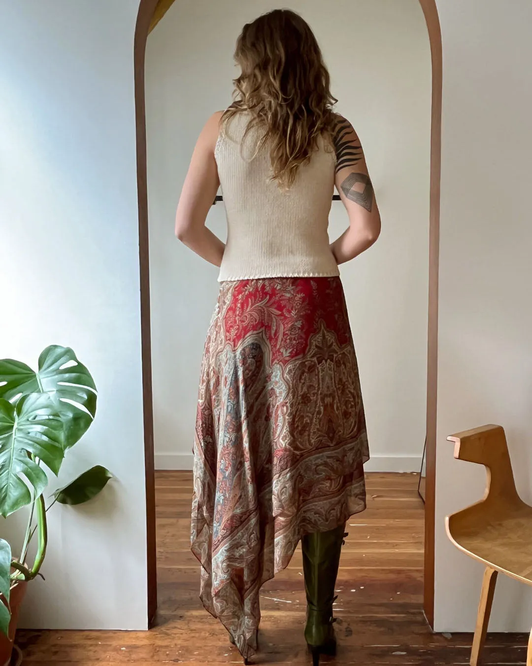 00s Ralph Lauren Asymmetrical Silk Skirt | XL