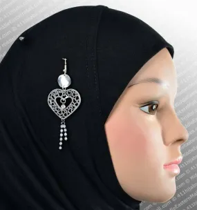 Lacey Heart Hijab Pin #7 in Silver