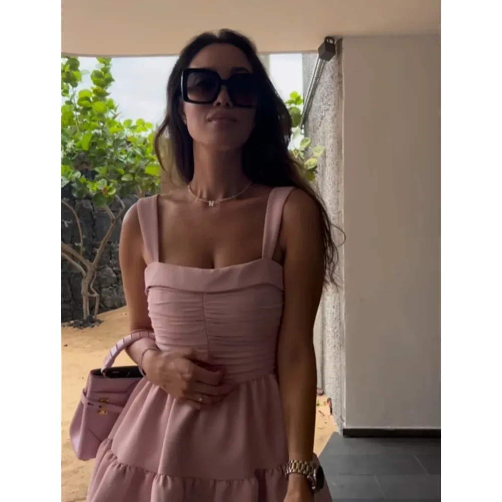Romantic Blush Ruffled Dress for Sunny Days