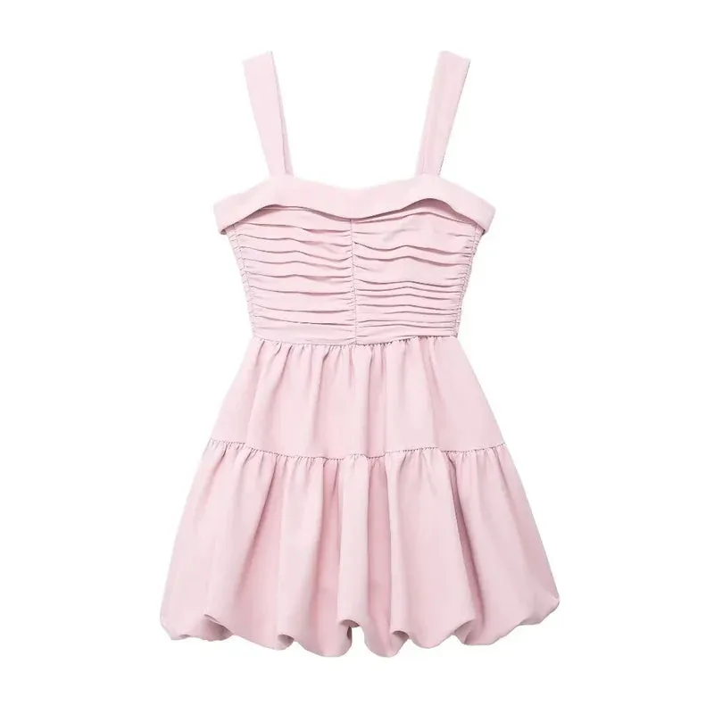 Romantic Blush Ruffled Dress for Sunny Days