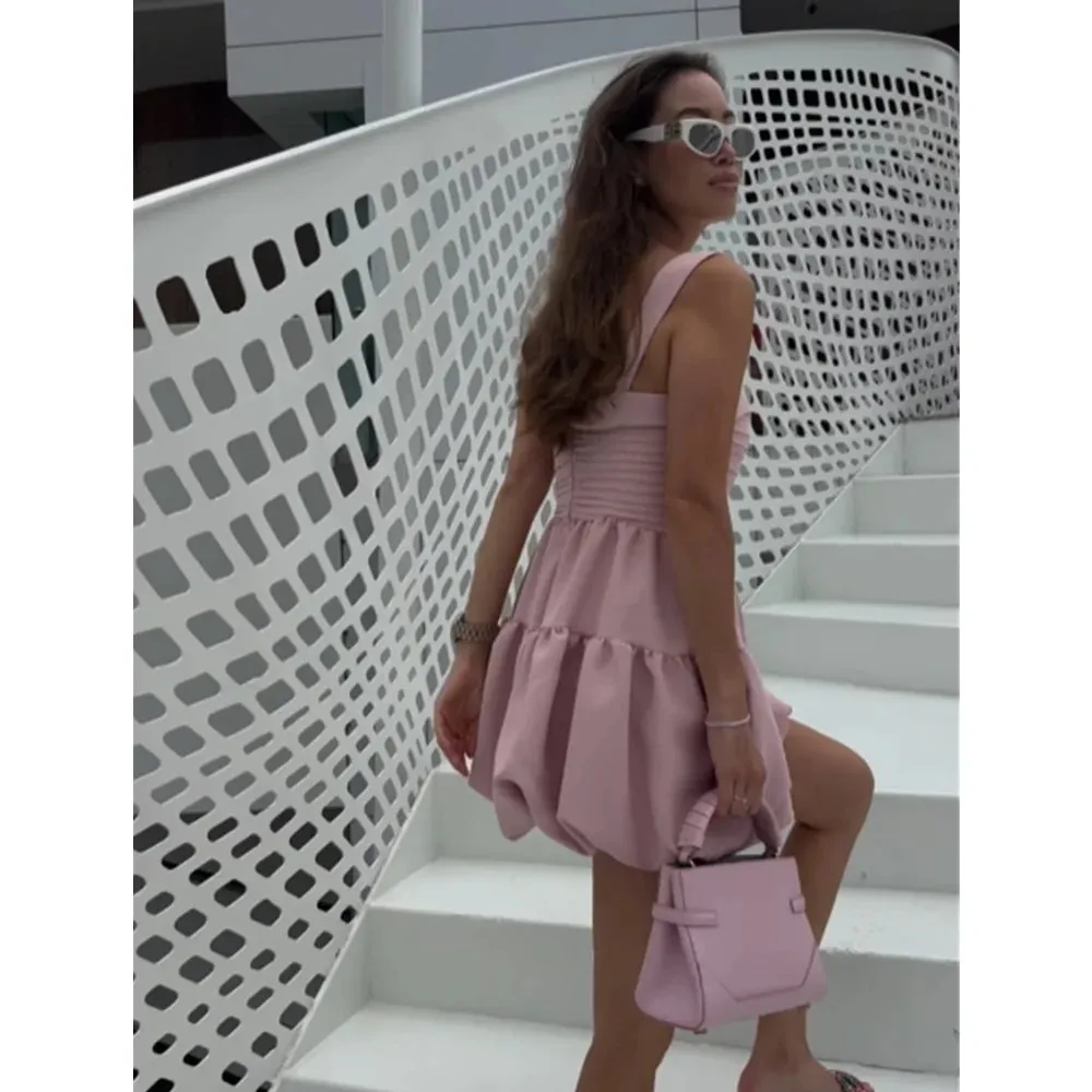 Romantic Blush Ruffled Dress for Sunny Days