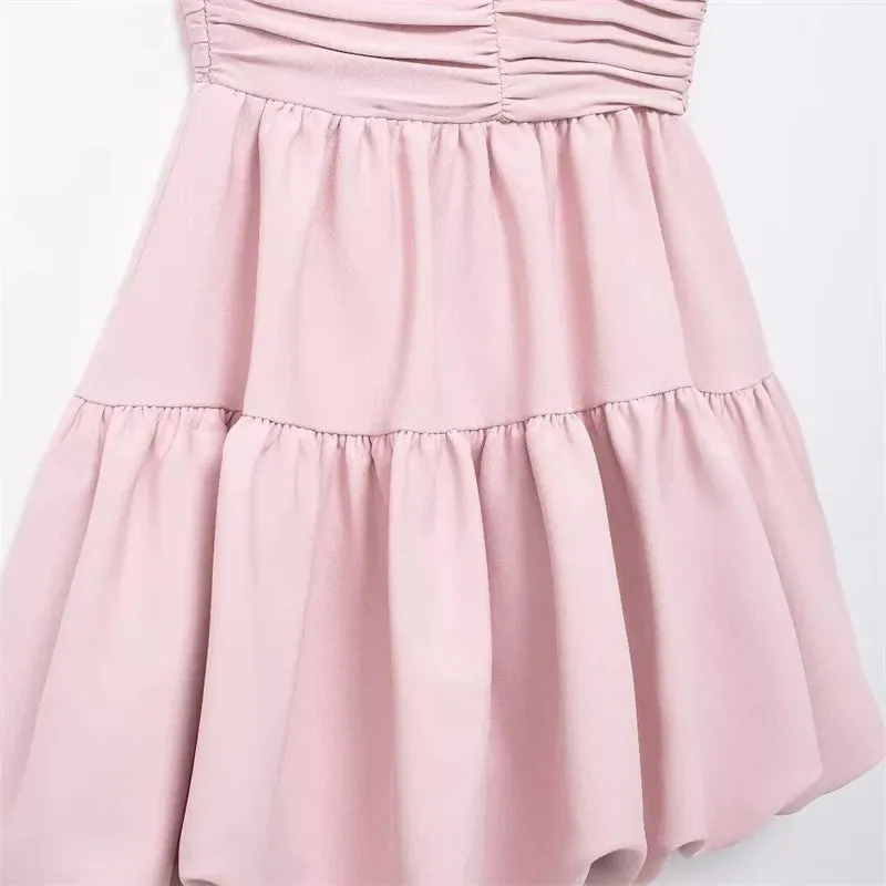 Romantic Blush Ruffled Dress for Sunny Days