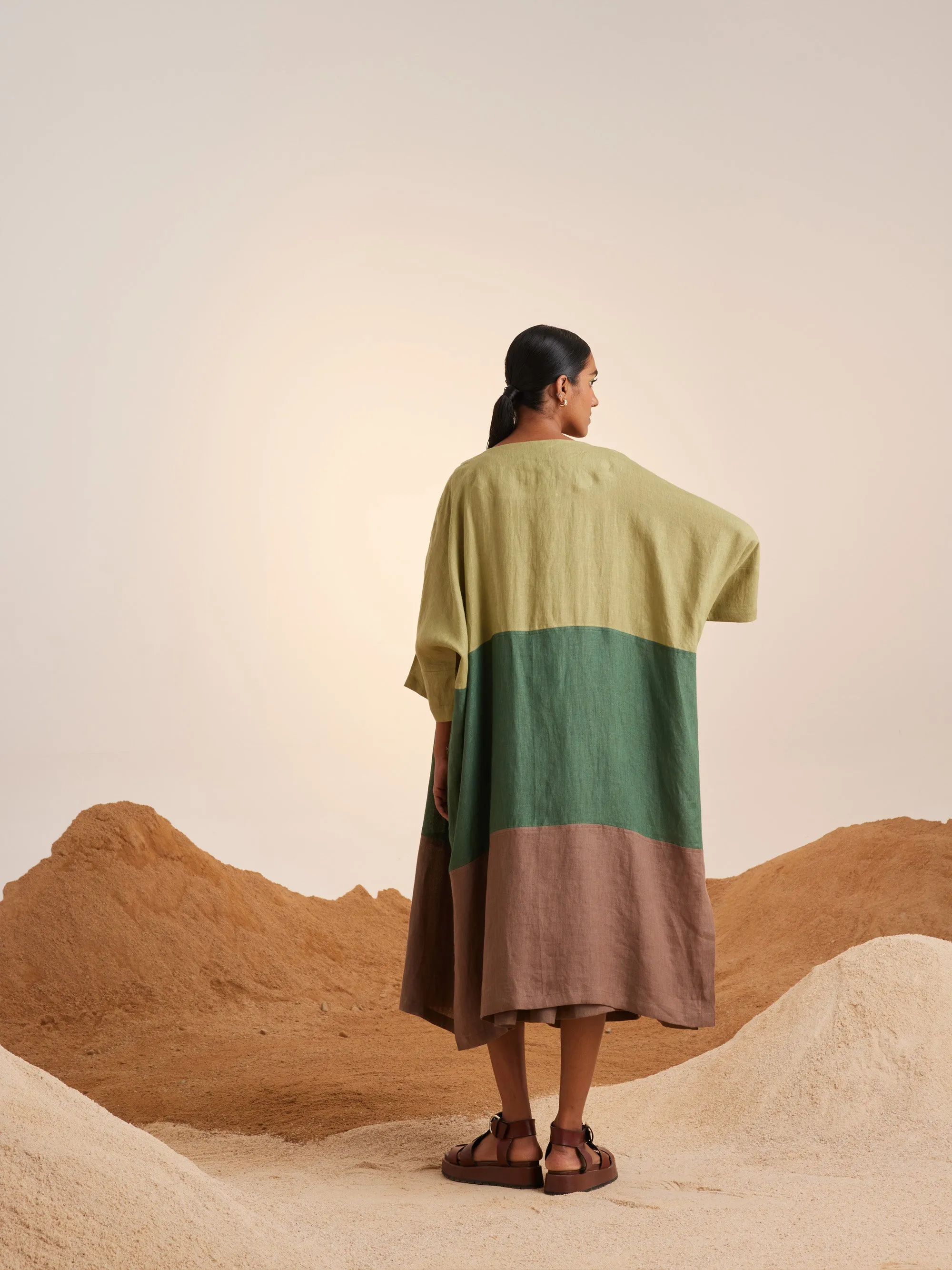 Summer Co-Ord Set Of 3 Cape Freya-Macha-Ash & Fern-Linen-Ss25-Fcs3-Maf-Cord