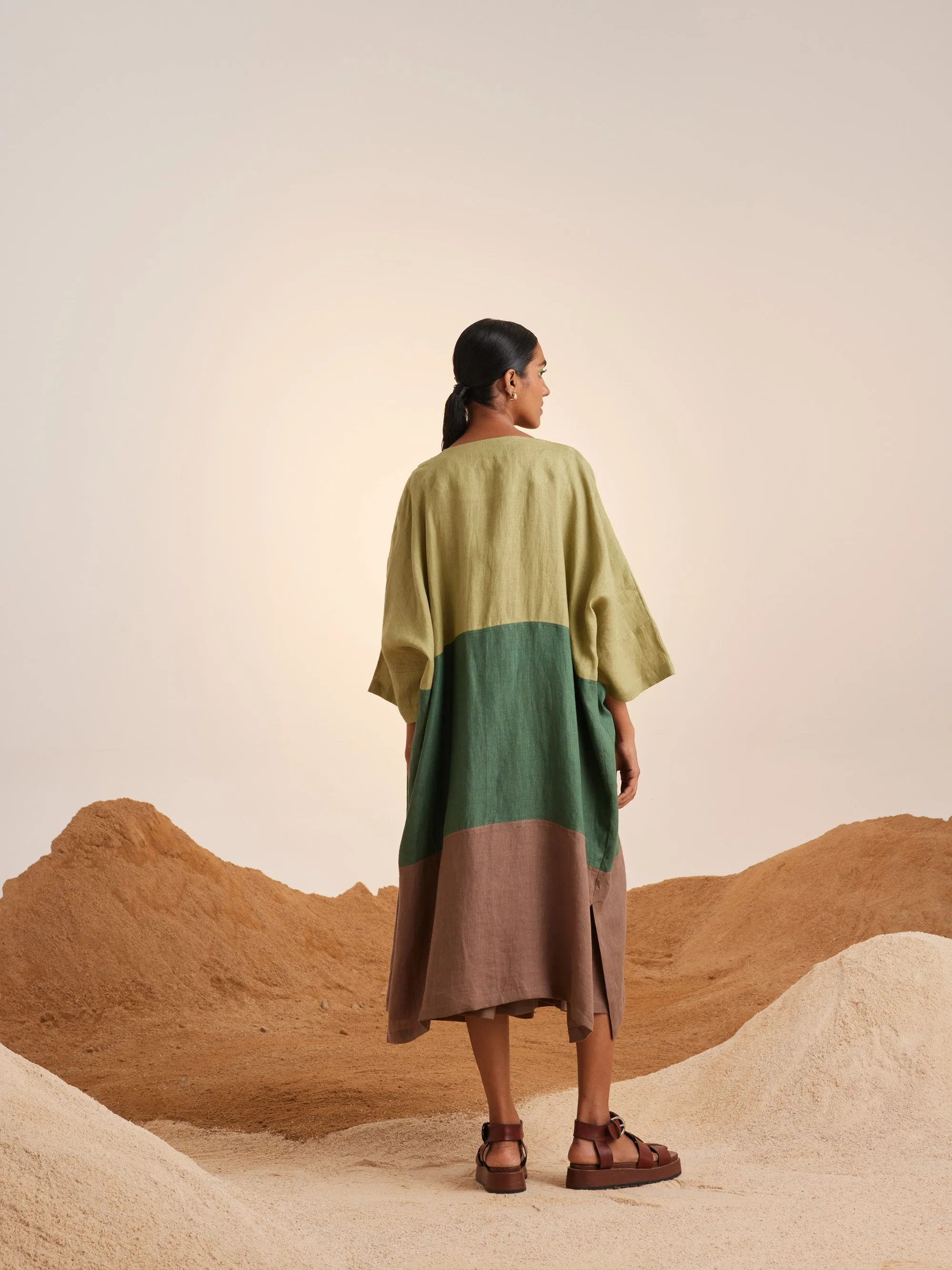 Summer Co-Ord Set Of 3 Cape Freya-Macha-Ash & Fern-Linen-Ss25-Fcs3-Maf-Cord