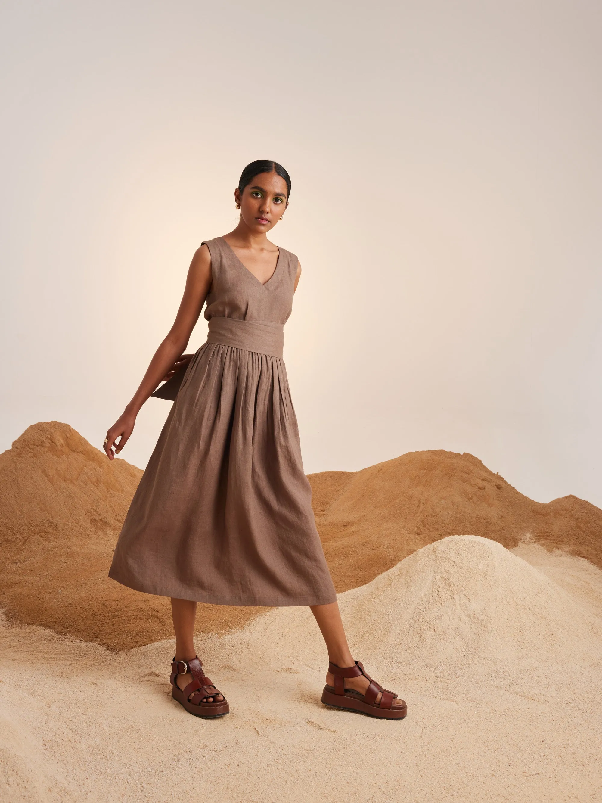 Summer Co-Ord Set Of 3 Cape Freya-Macha-Ash & Fern-Linen-Ss25-Fcs3-Maf-Cord