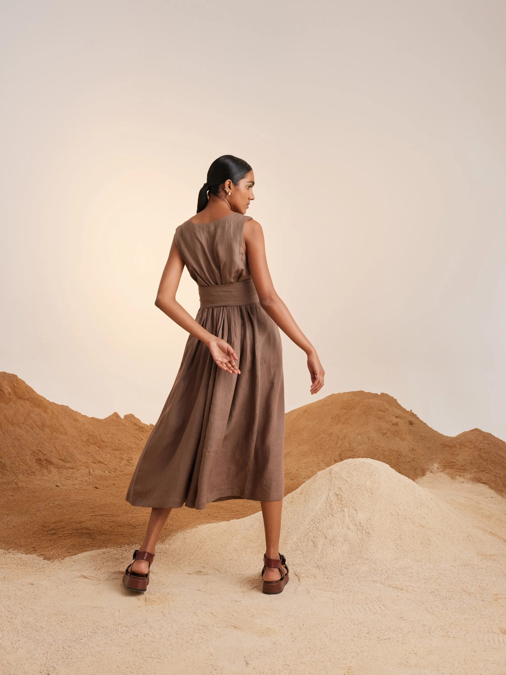 Summer Co-Ord Set Of 3 Cape Freya-Macha-Ash & Fern-Linen-Ss25-Fcs3-Maf-Cord