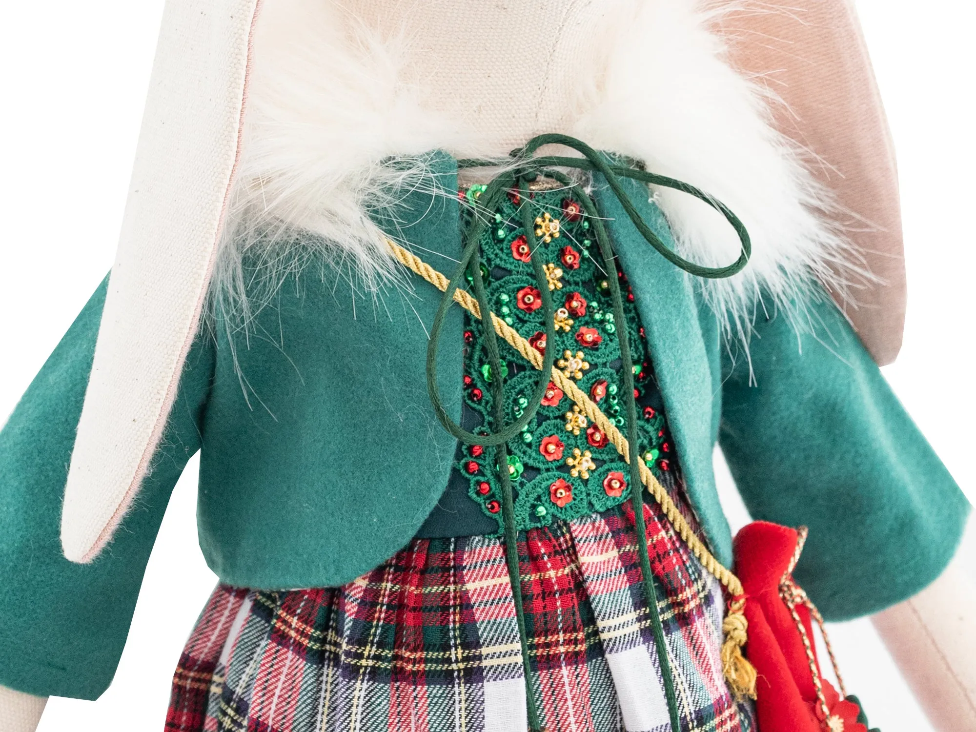 SUSANNE - SANTA'S GREEN CHRISTMAS TARTAN BIMBOM BUNNY