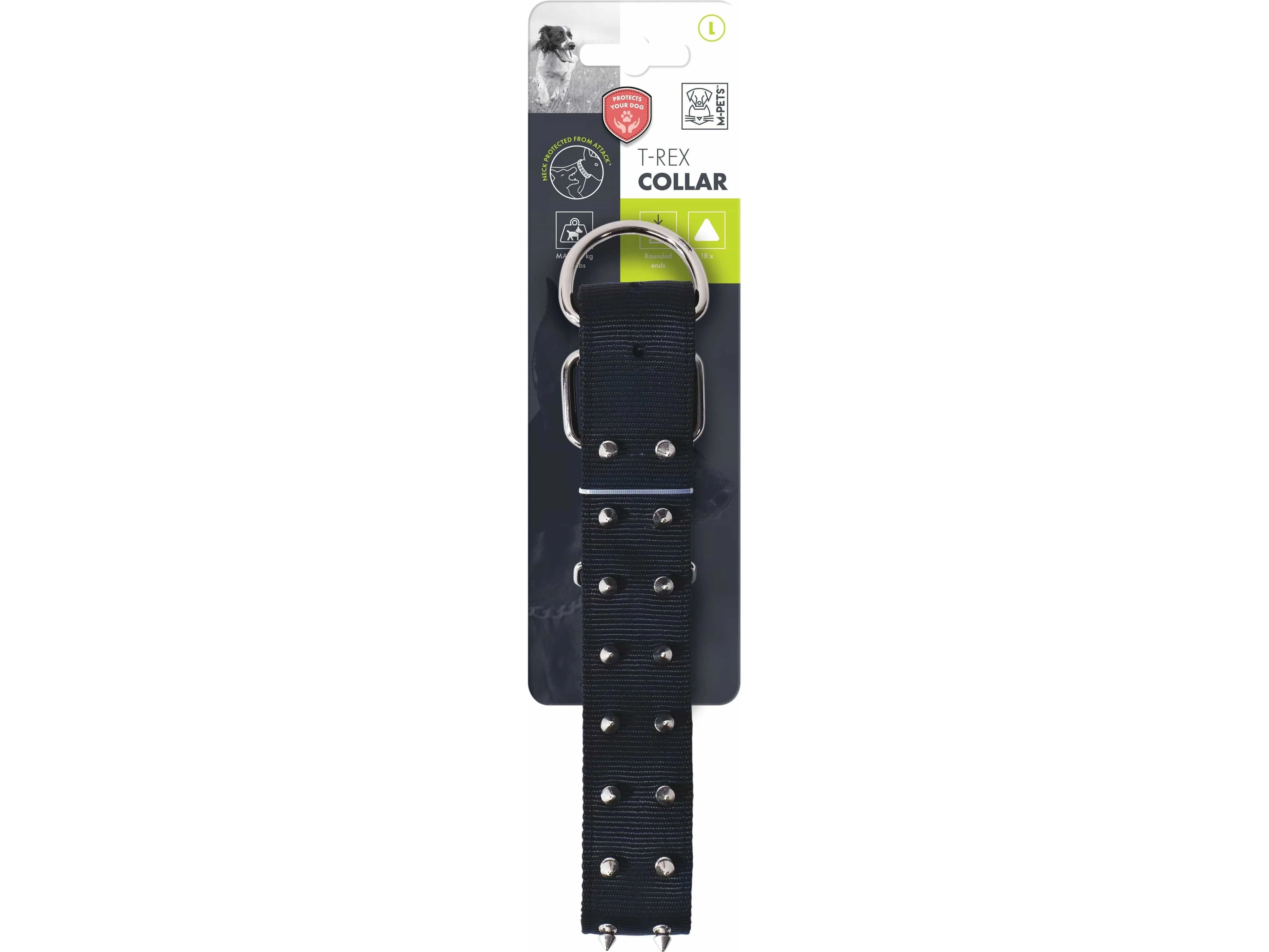 T-REX PROTECTIVE SPIKED DOG COLLAR  Black