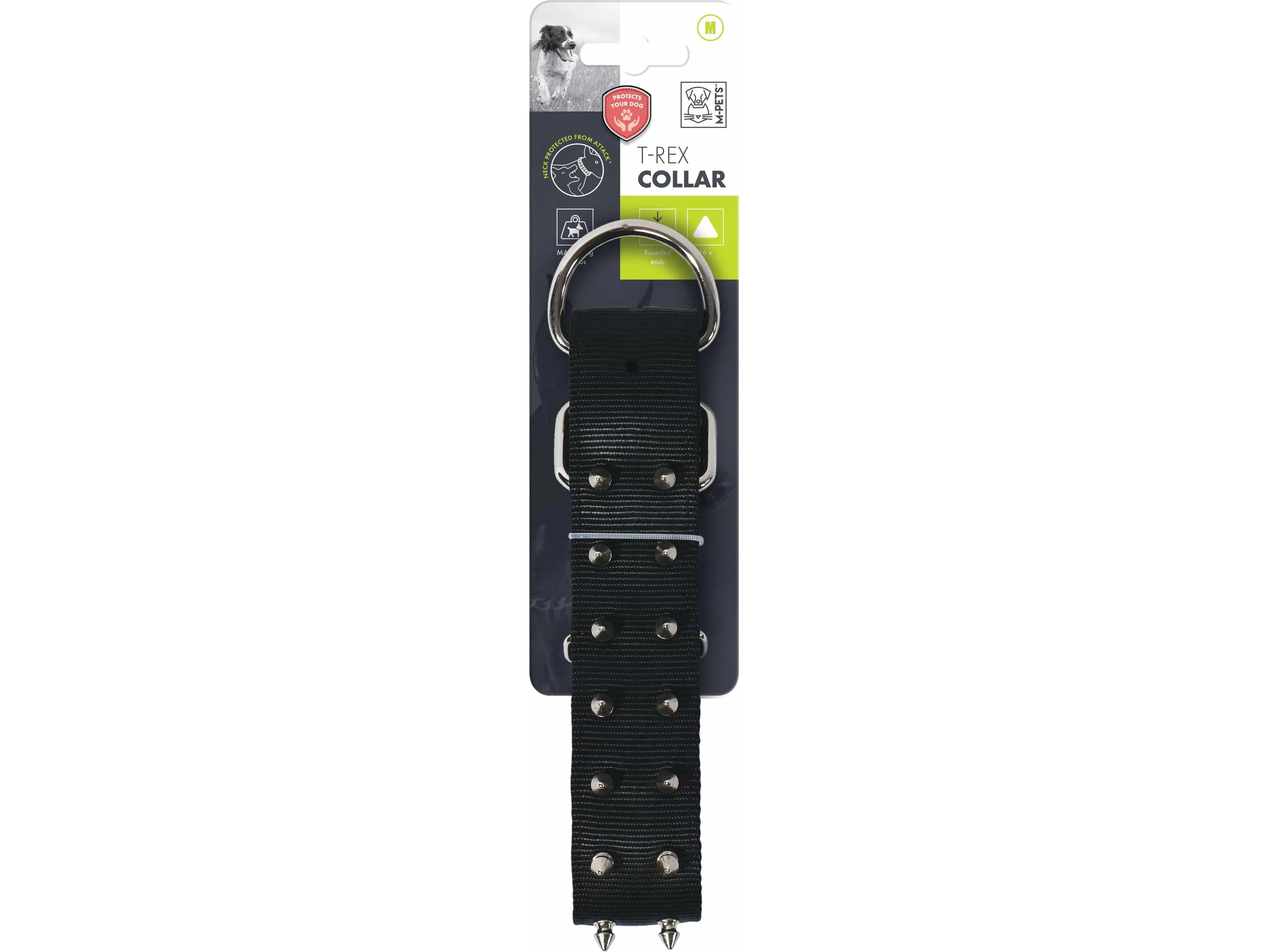 T-REX PROTECTIVE SPIKED DOG COLLAR  Black