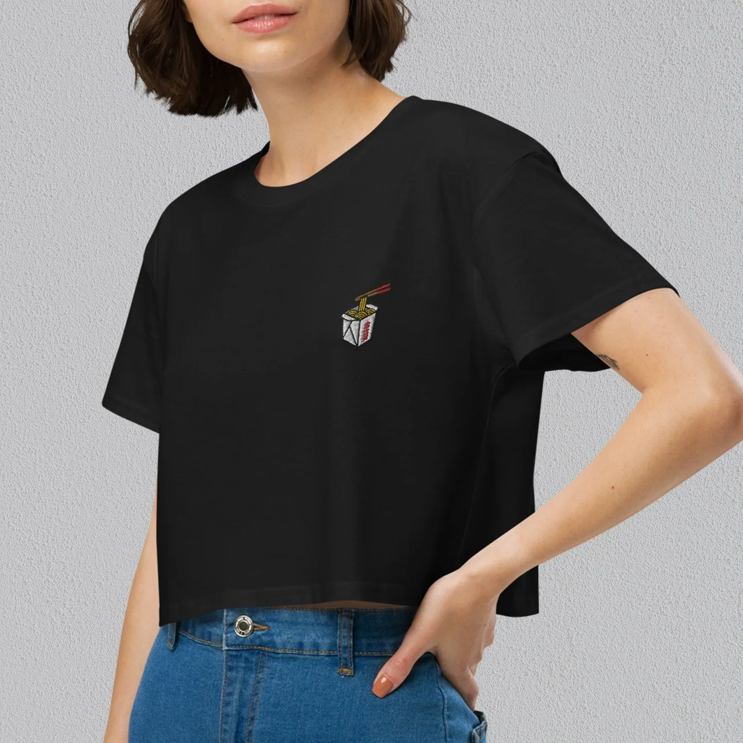 Takeout Box Embroidered Crop T-Shirt